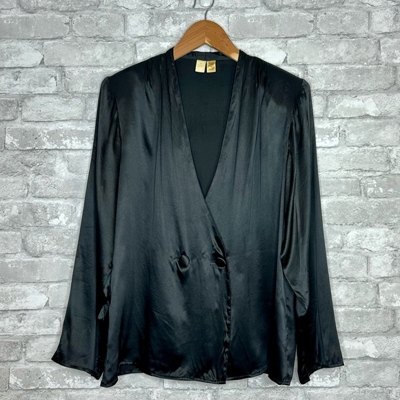 Vintage Victoria's Secret Silk Jacket Size Medium Oversized Blouse Top Black - Picture 4 of 13